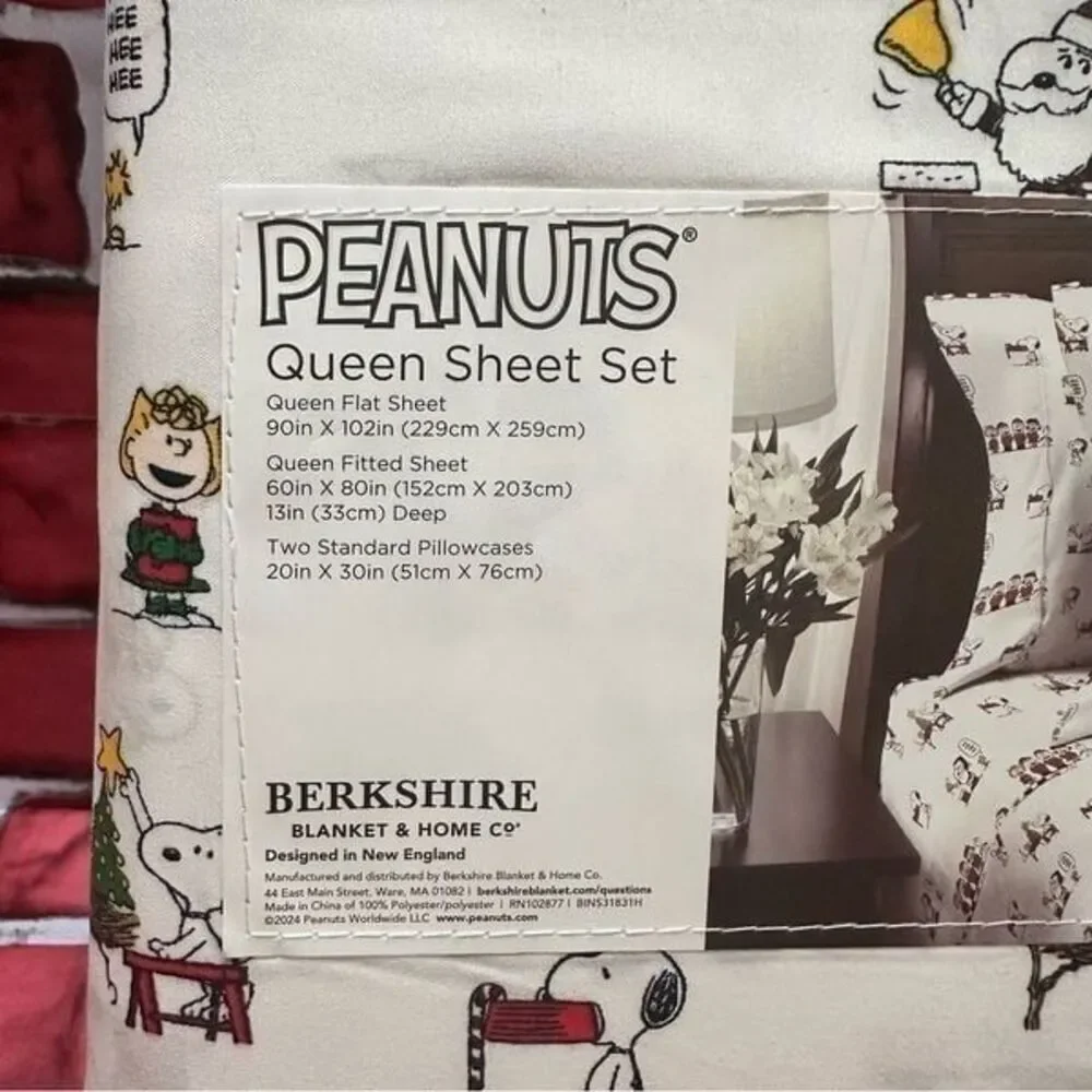 Peanuts Christmas Charlie Brown & Snoopy QUEEN Sheets